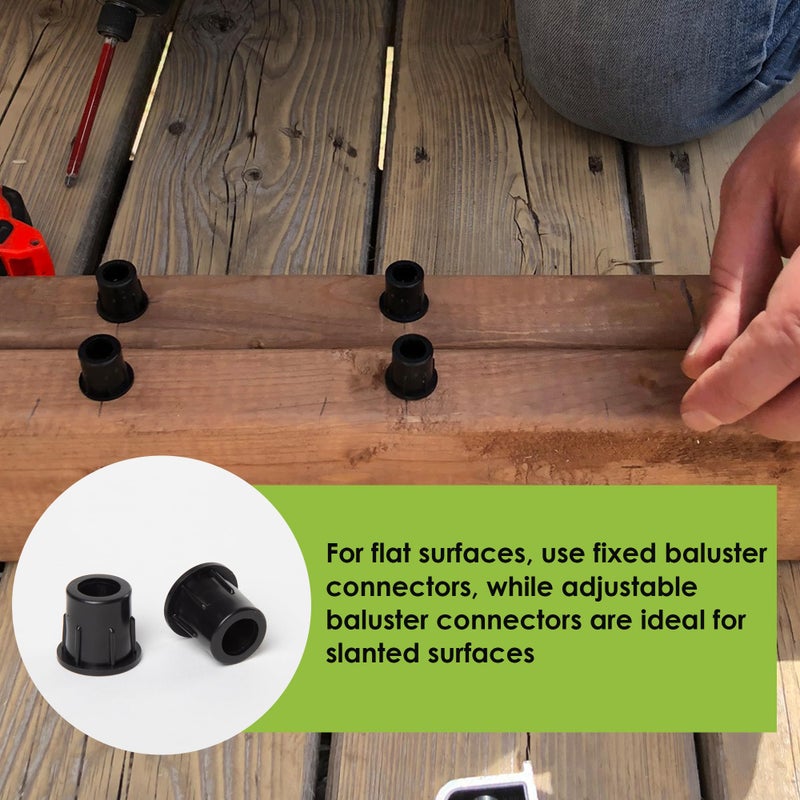 FENCE & DECK RITE Baluster Connectors for 3/4" Metal Balusters, Made with Black Polypropylene 3/4" for Stairs & Decks (Black Polypropylene, Baluster Connectors (50)) - Image 5